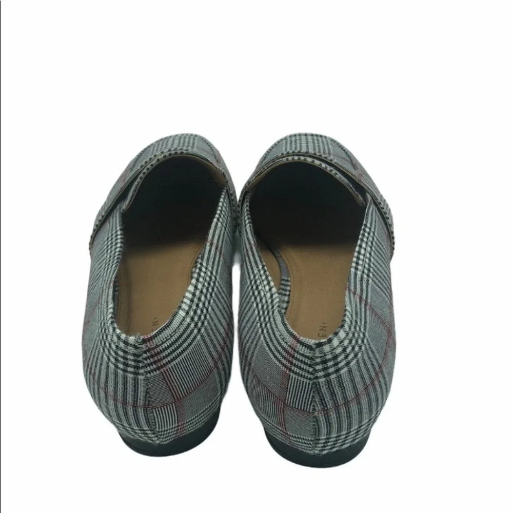 Halogen Grey Plaid Glen Check Penny Loafers Slip On Flats Womens 8.5